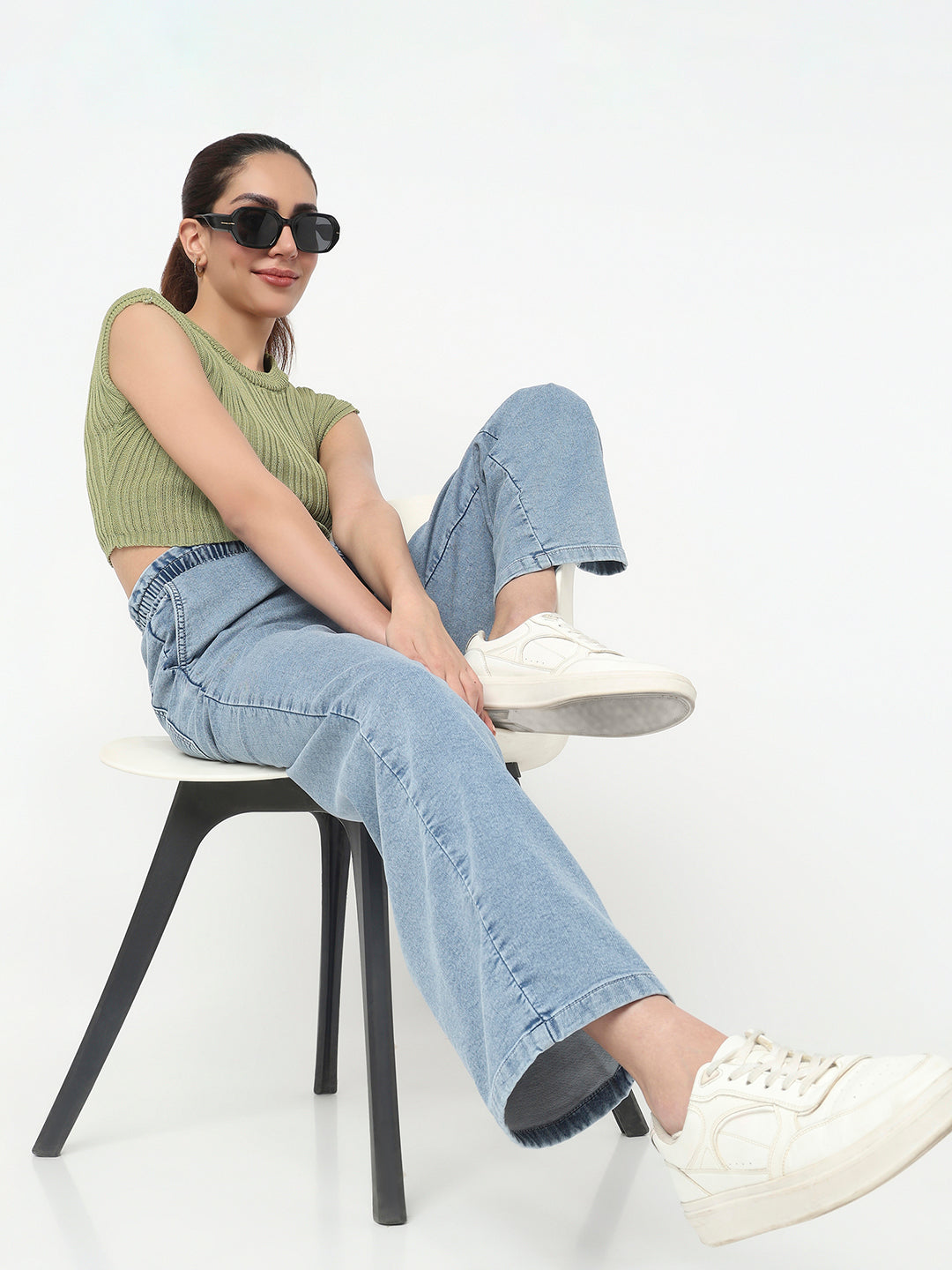 Women Light Blue Denim Jogger