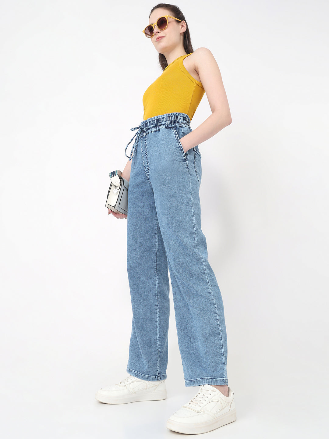 Women Blue High-Rise Joggers