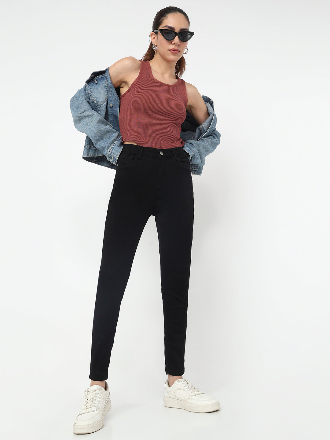 Women Black Sky High Skinny Jeans