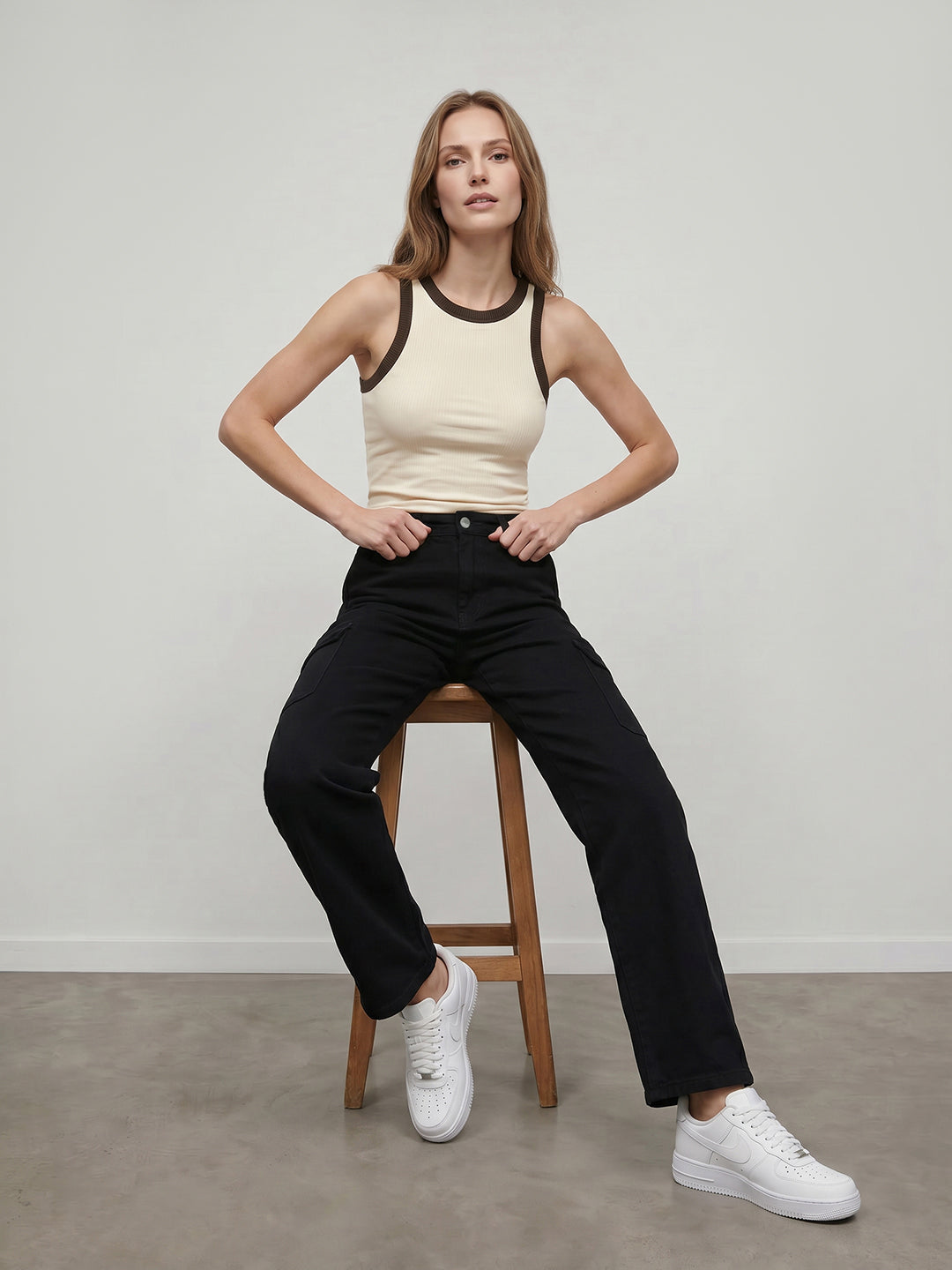 Women Black Mid-Rise Cargo