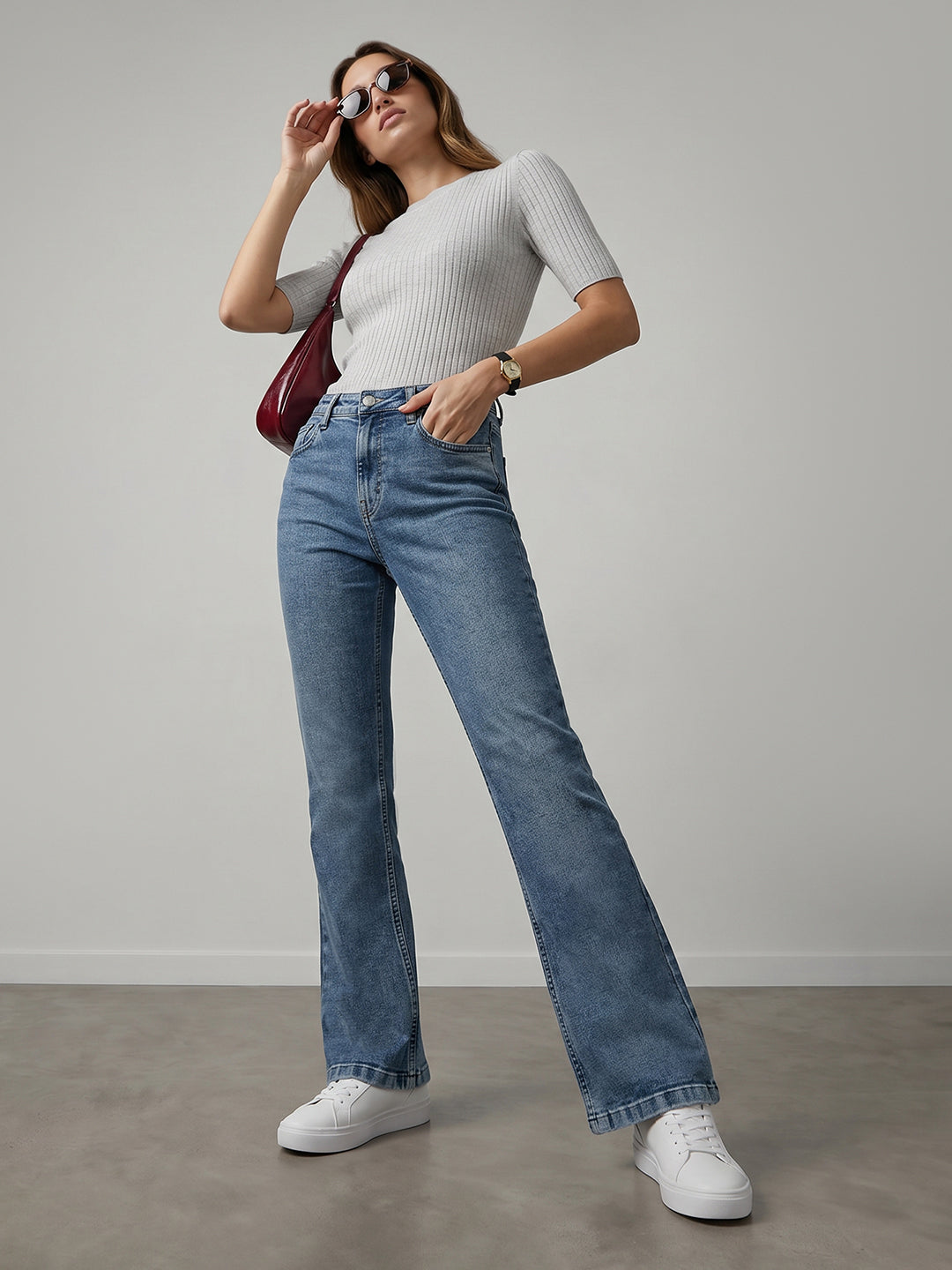 Women Blue High-Rise Flare Jeans