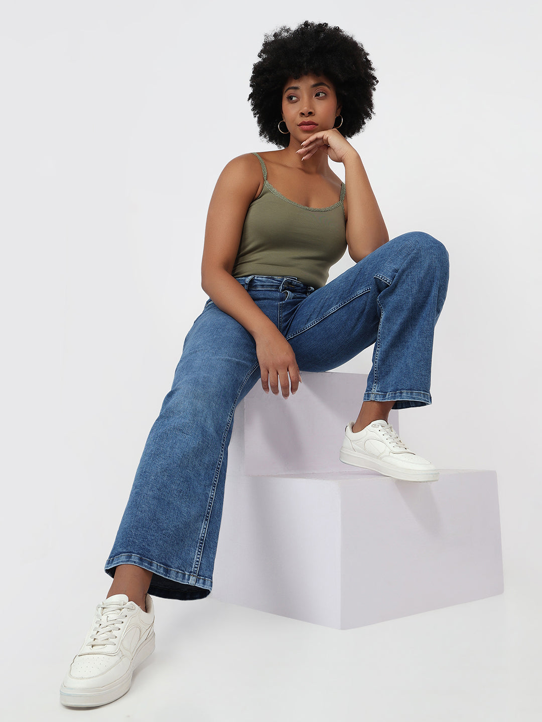 Women Blue High-Rise Straight Fit Jeans