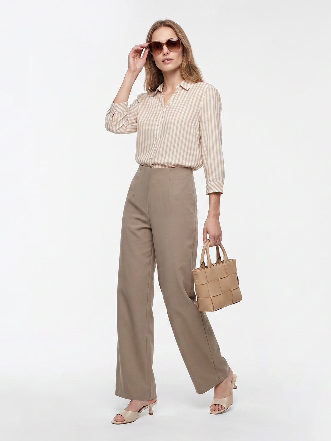Women Beige/White Shirt