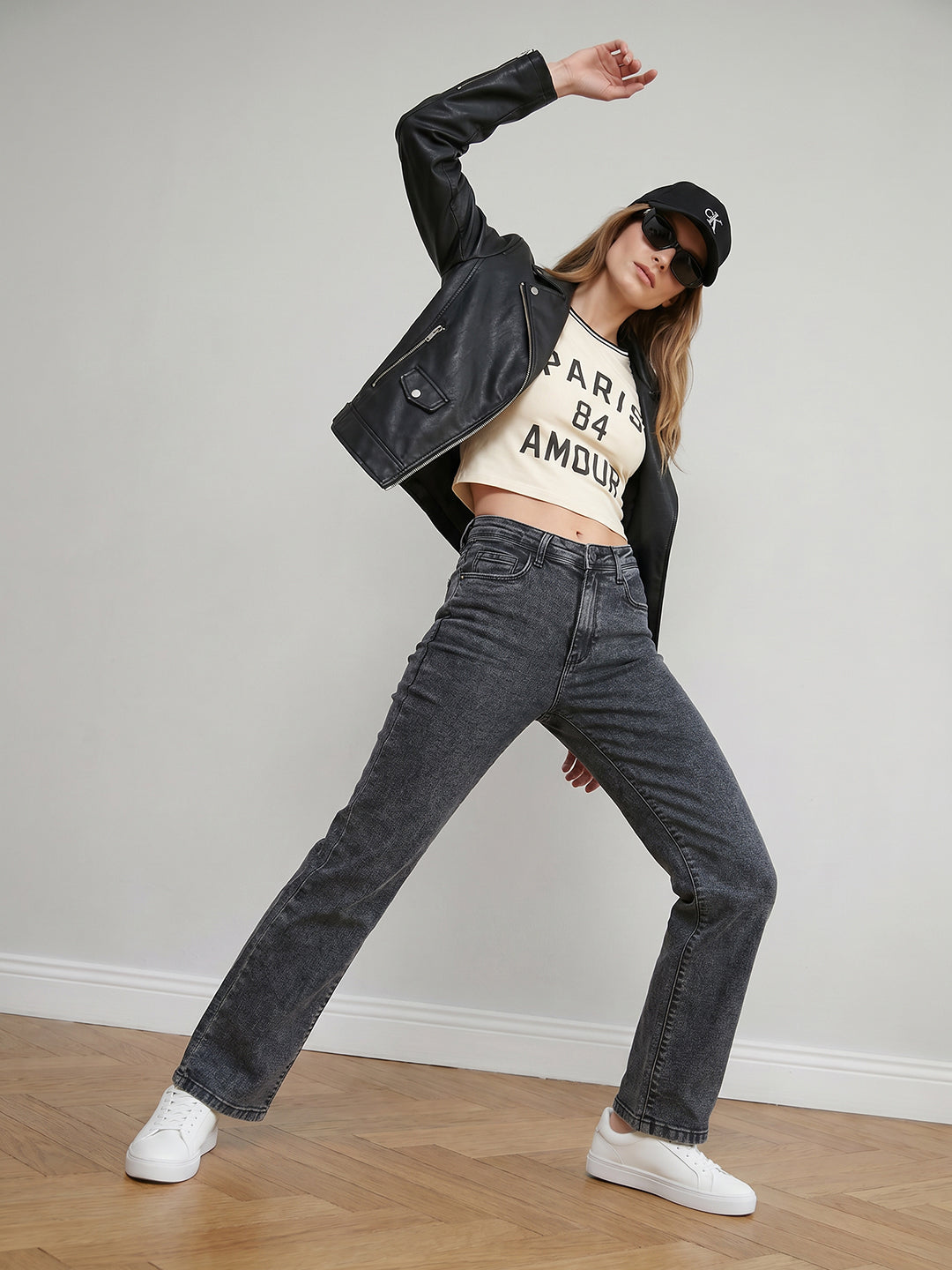 Women Slate Blue High-Rise Crop Flare Jeans