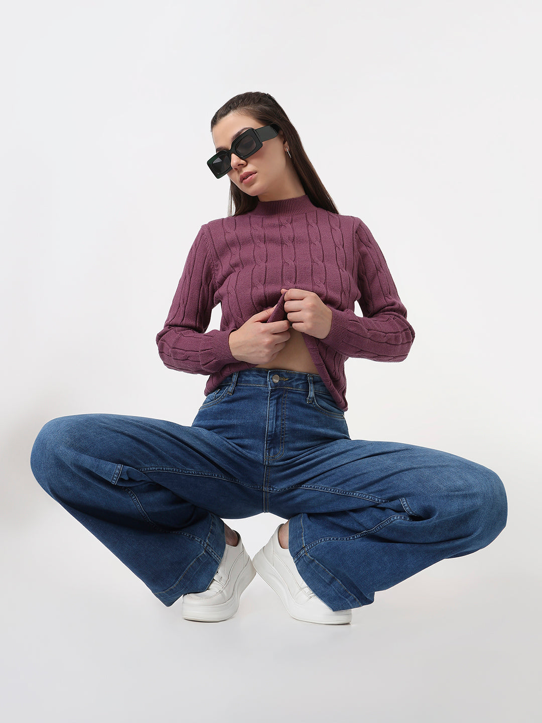 Women Blue High-Rise Wide Leg Jeans