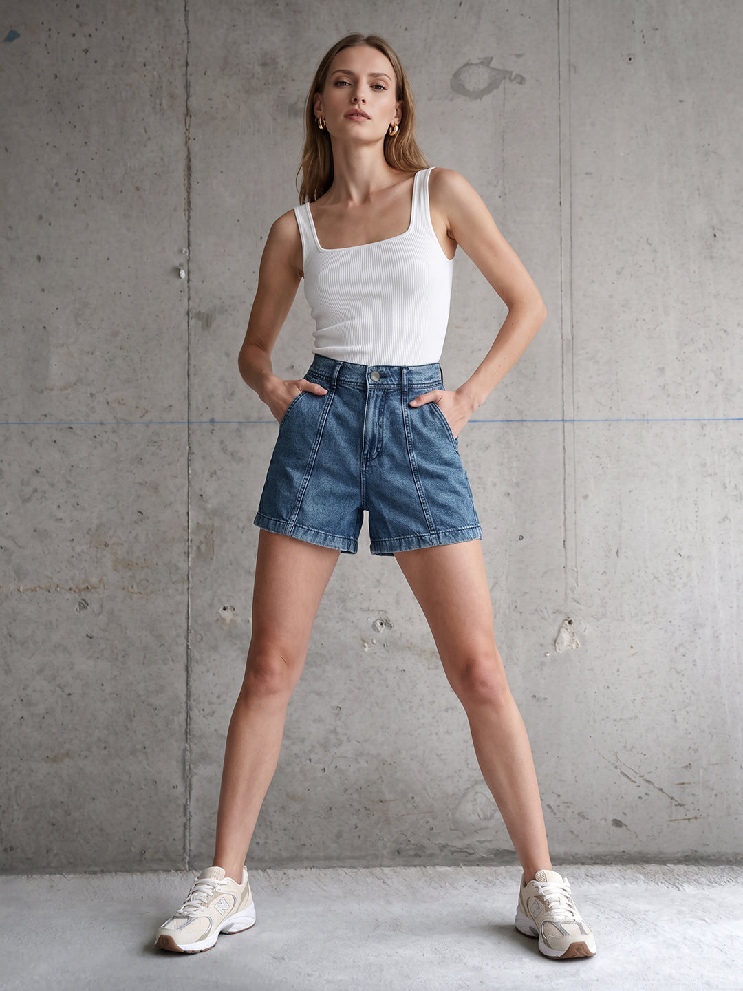 Women Blue High-Rise Shorts