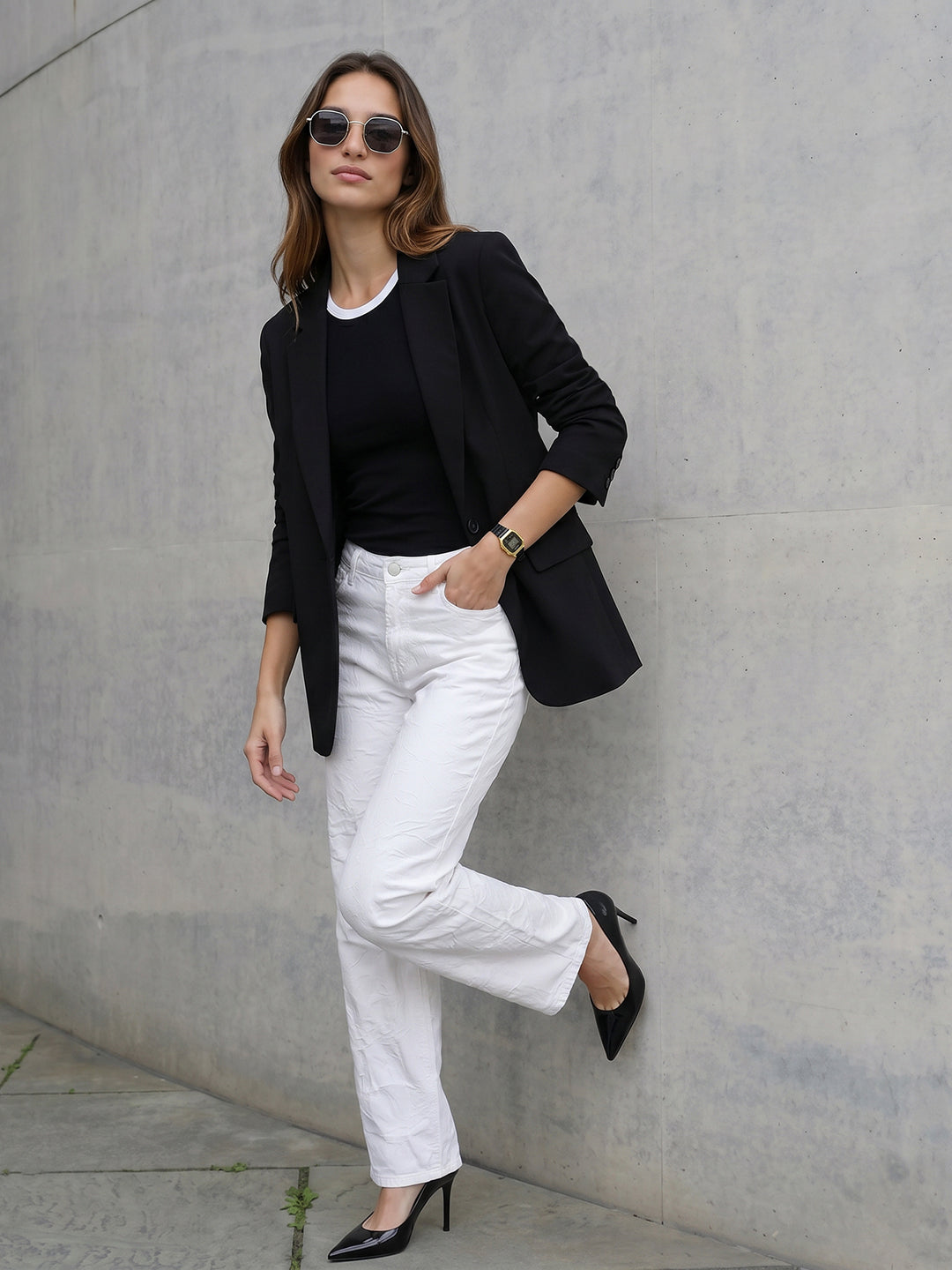 Women White High-Rise Straight Fit Jeans