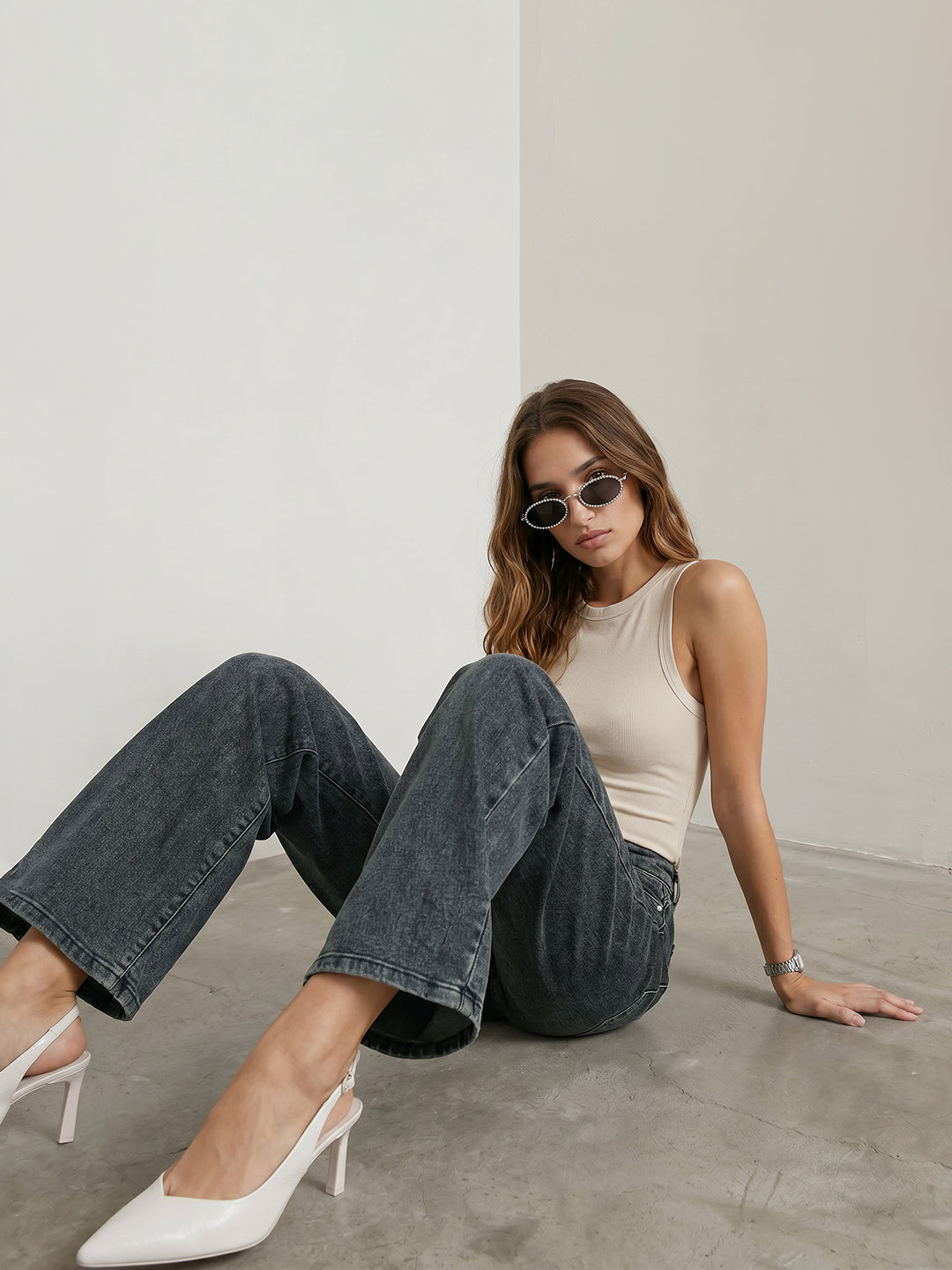 Women Slate Blue High-Rise Straight Fit Jeans