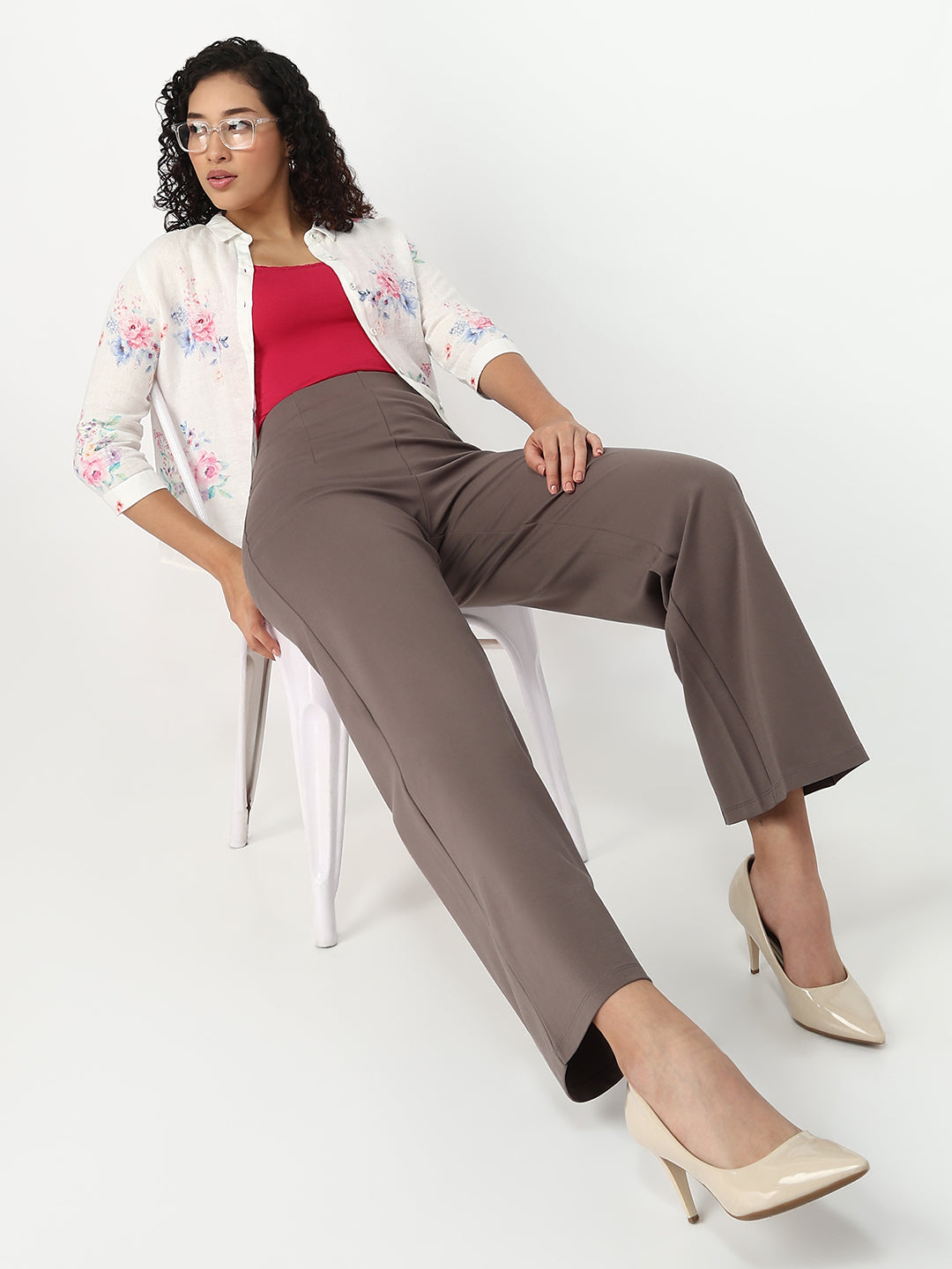 Women Frost Grey Wide Leg Treggings