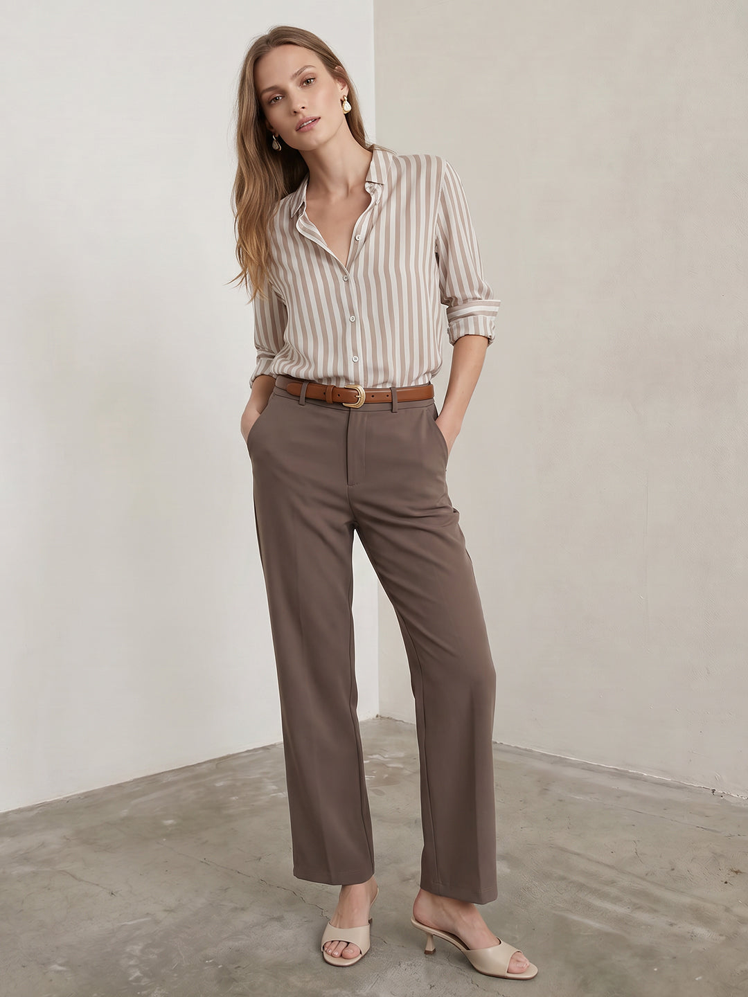 Women Beige/White Shirt