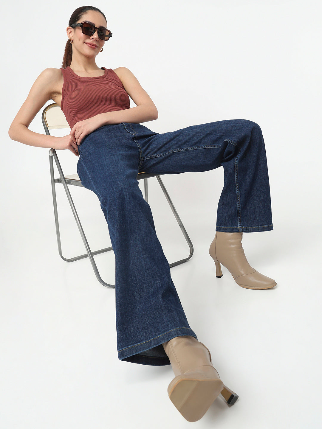 Women Blue High-Rise Baggy Jeans