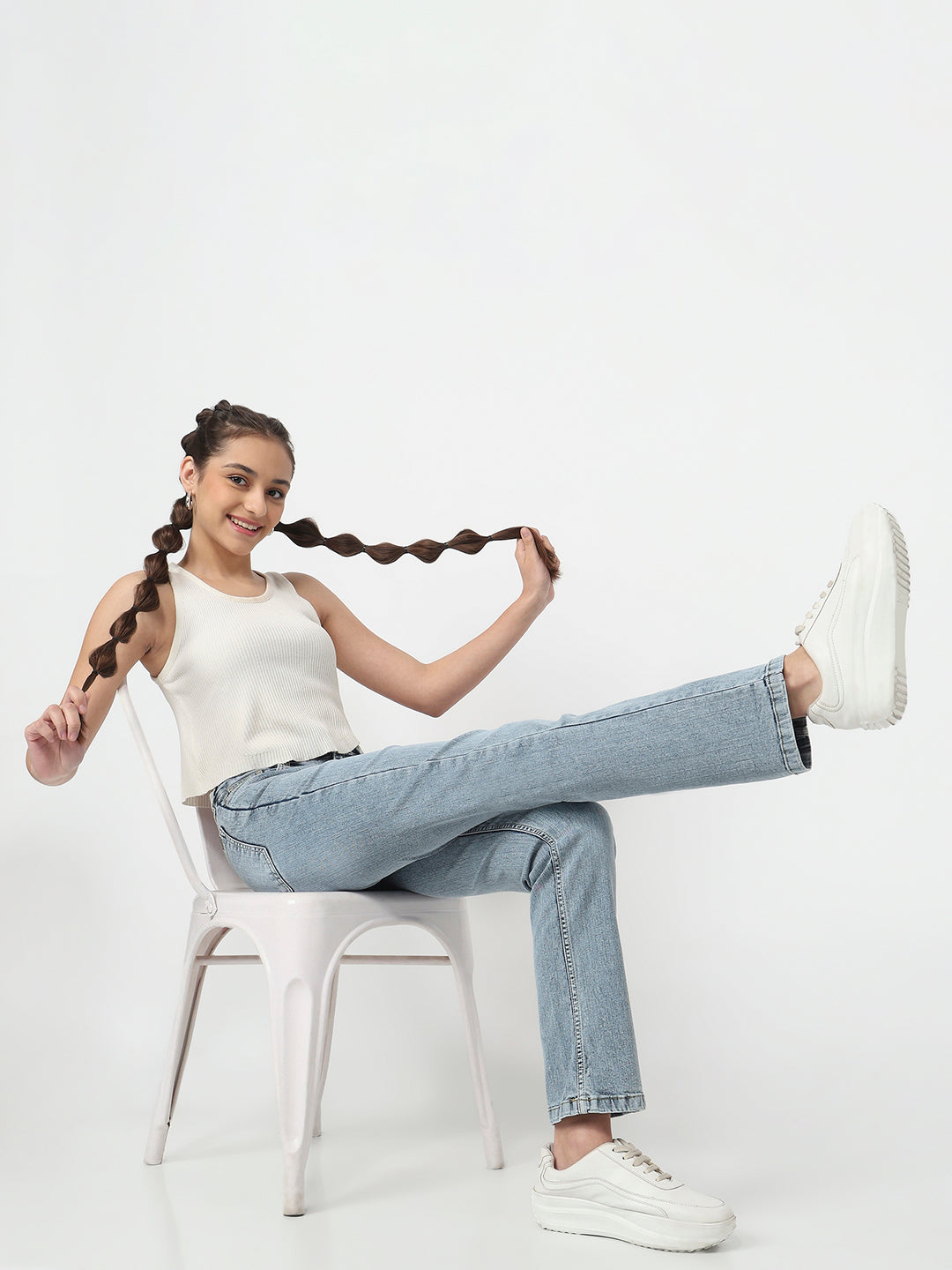 Women Blue High-Rise Slim Straight Fit Jeans