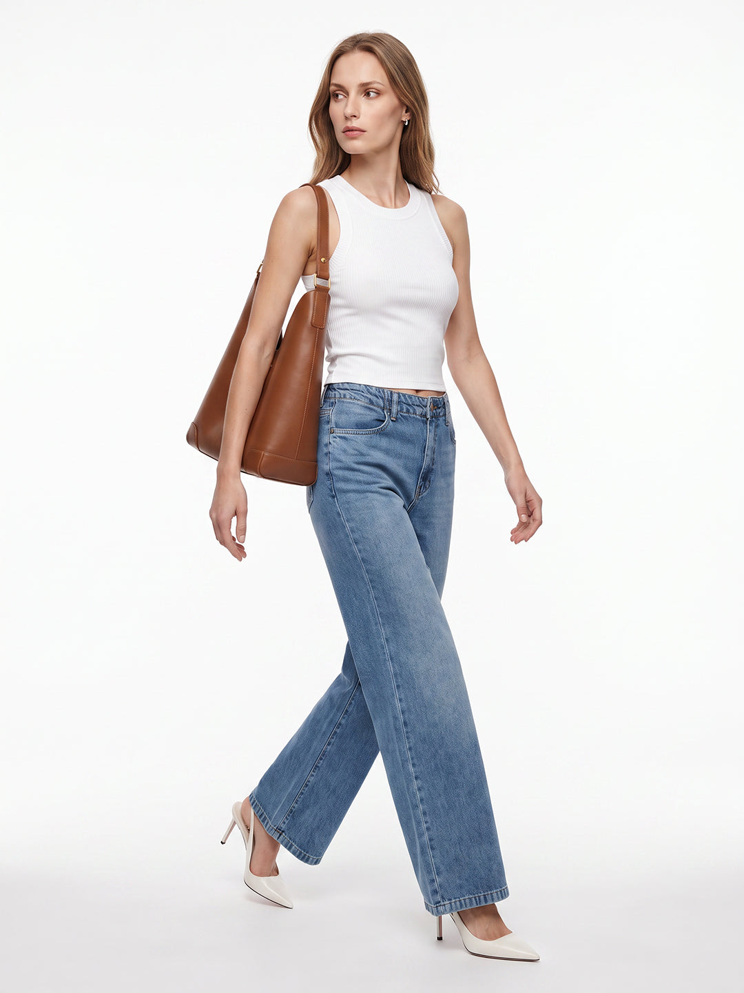 Women Blue High-Rise Super Wide Leg Jeans