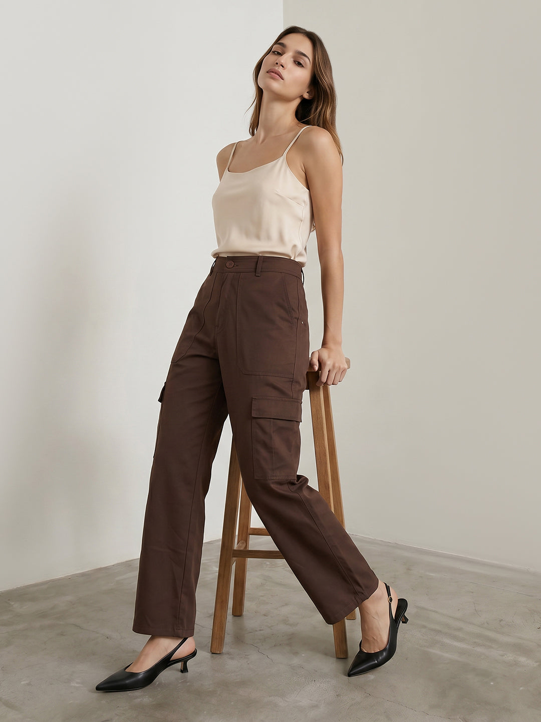 Women Sepia Mid-Rise Cargo