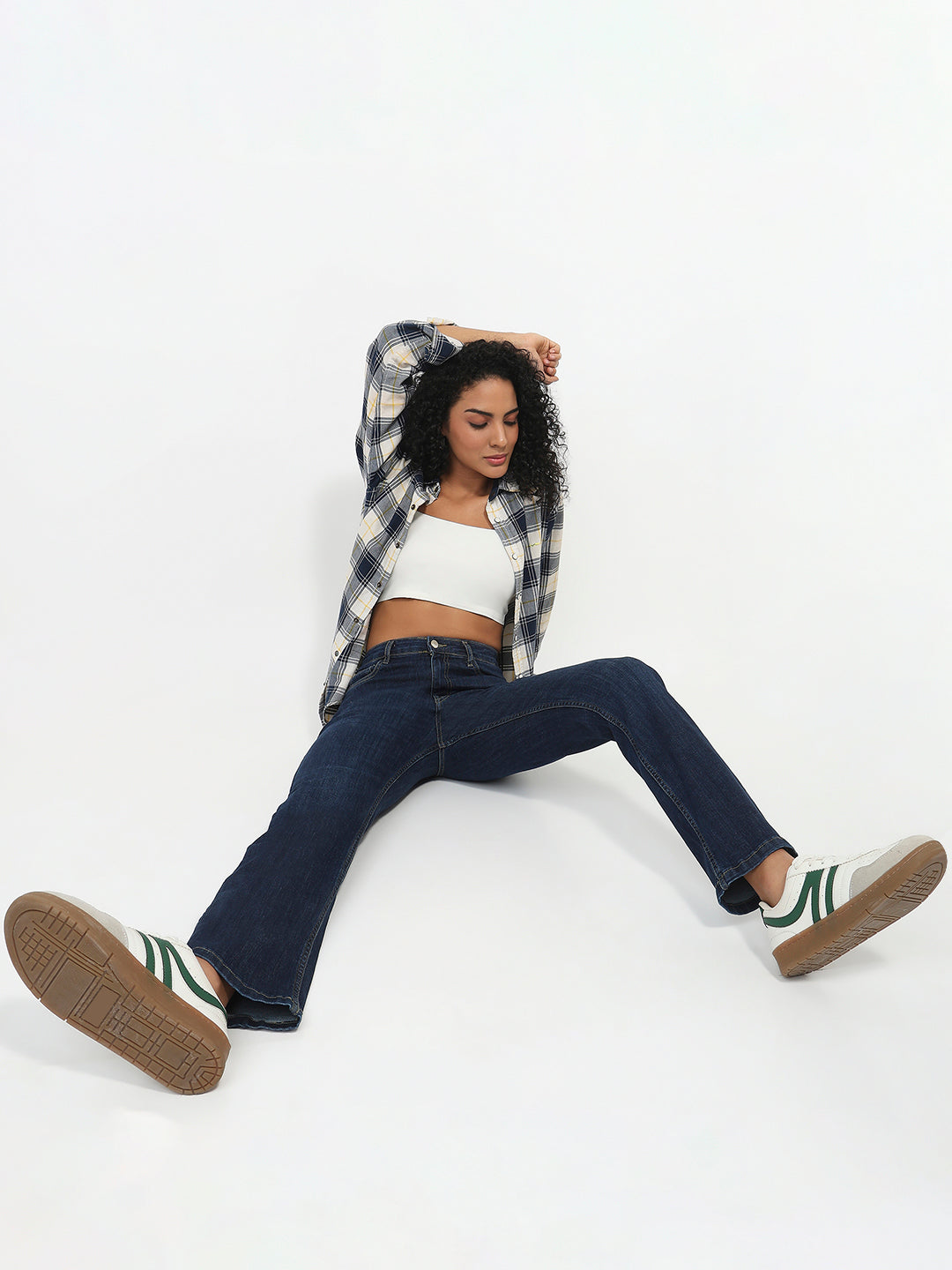 Women Dark Blue High-Rise Slim Straight Jeans