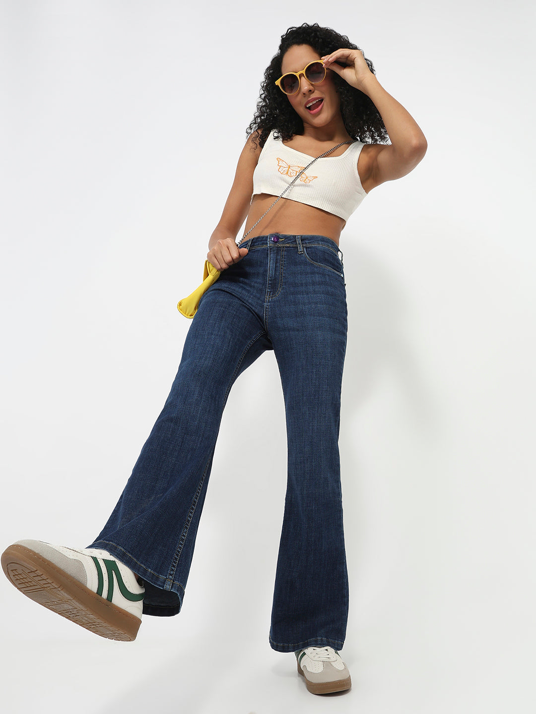 Women Dark Blue High-Rise Flare Jeans