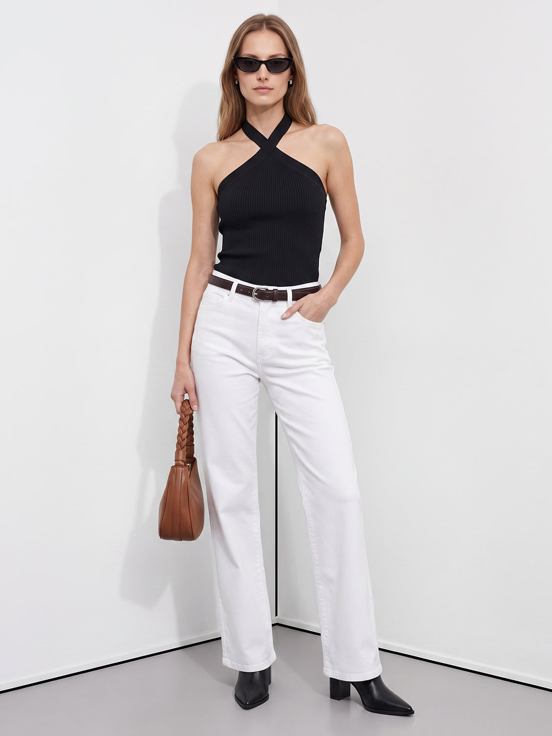 Women White High-Rise Wide Leg Jeans