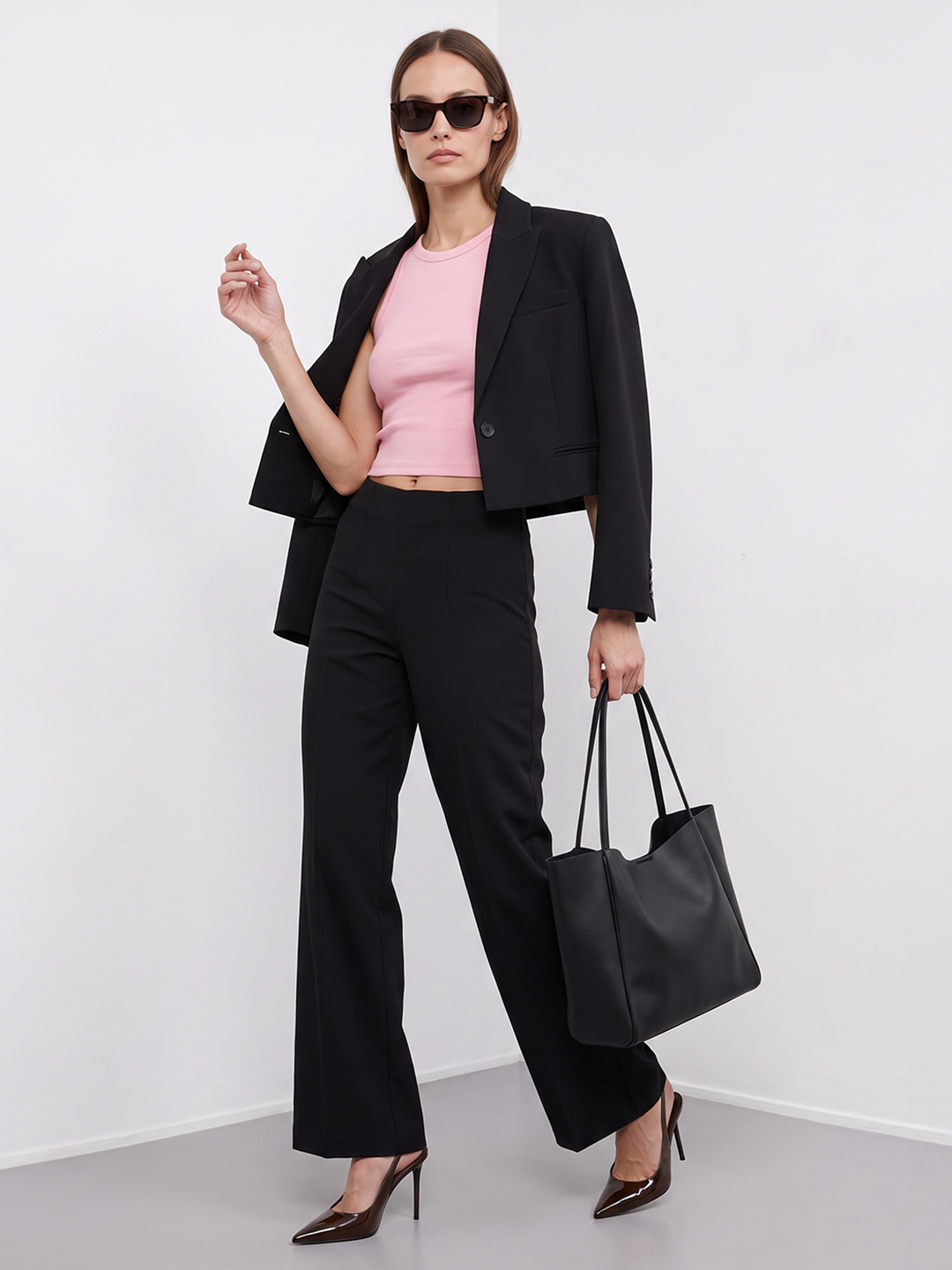 Women Black Wide Leg Treggings