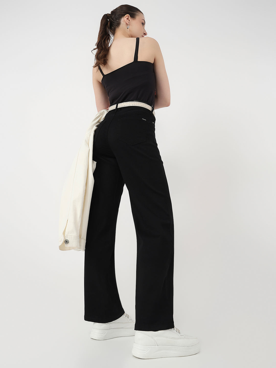Women Black High-Rise Straight Jeans