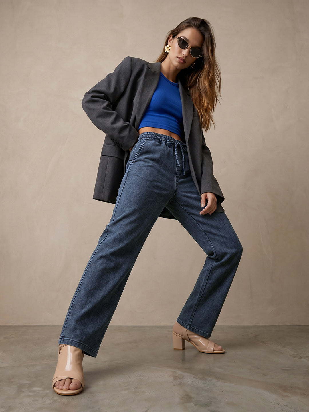 Women Dark Blue Mid-Rise Jogger