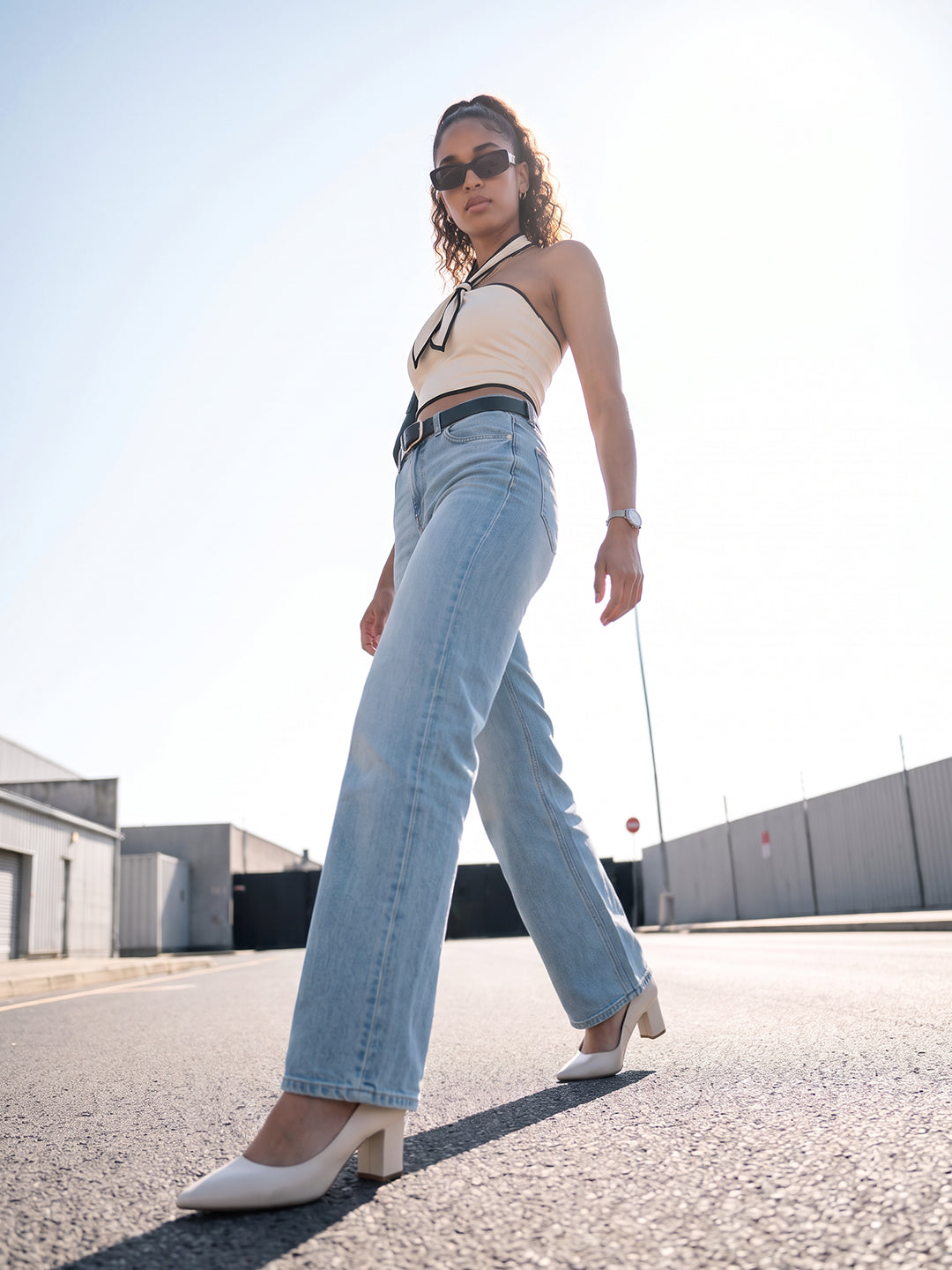 Light Blue High-Rise Wide Leg Jeans