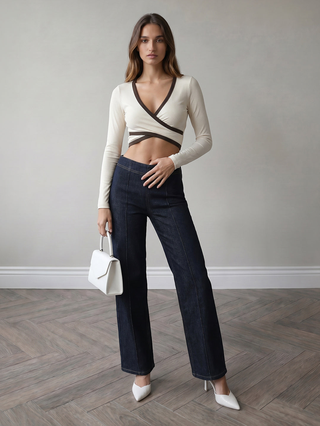 Dark Blue High-Rise Wide Leg Jeans