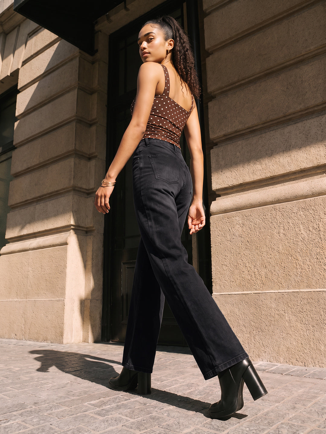 Charcoal High-Rise Straight Fit Jeans