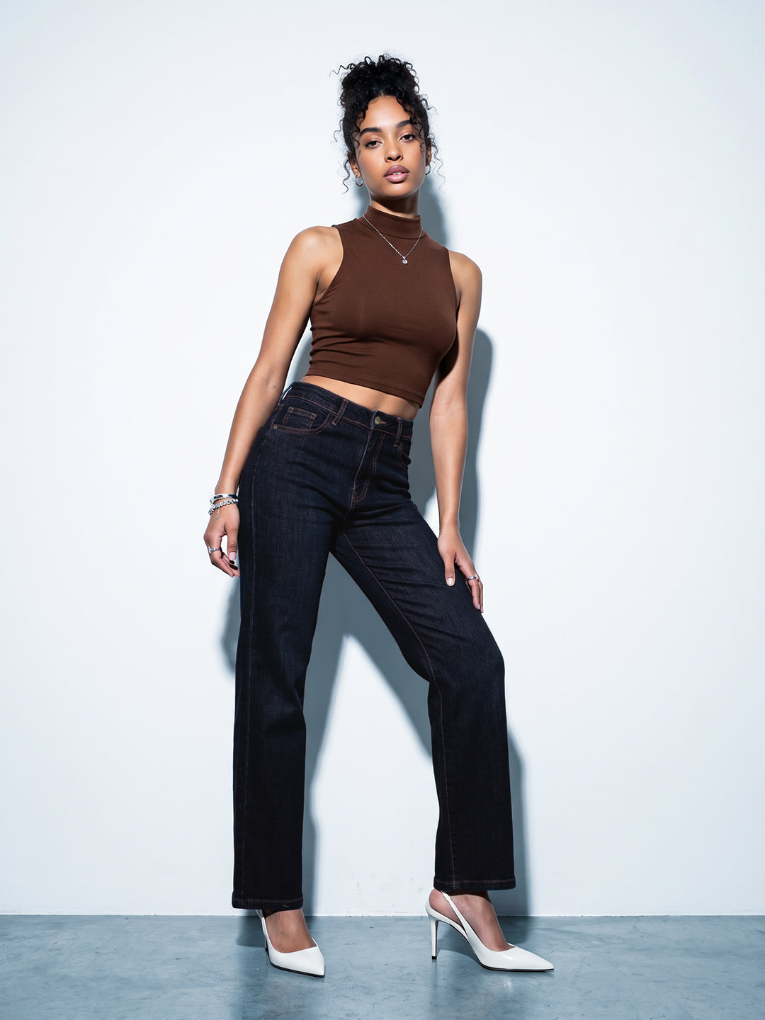Dark Blue High-Rise Straight Fit Jeans