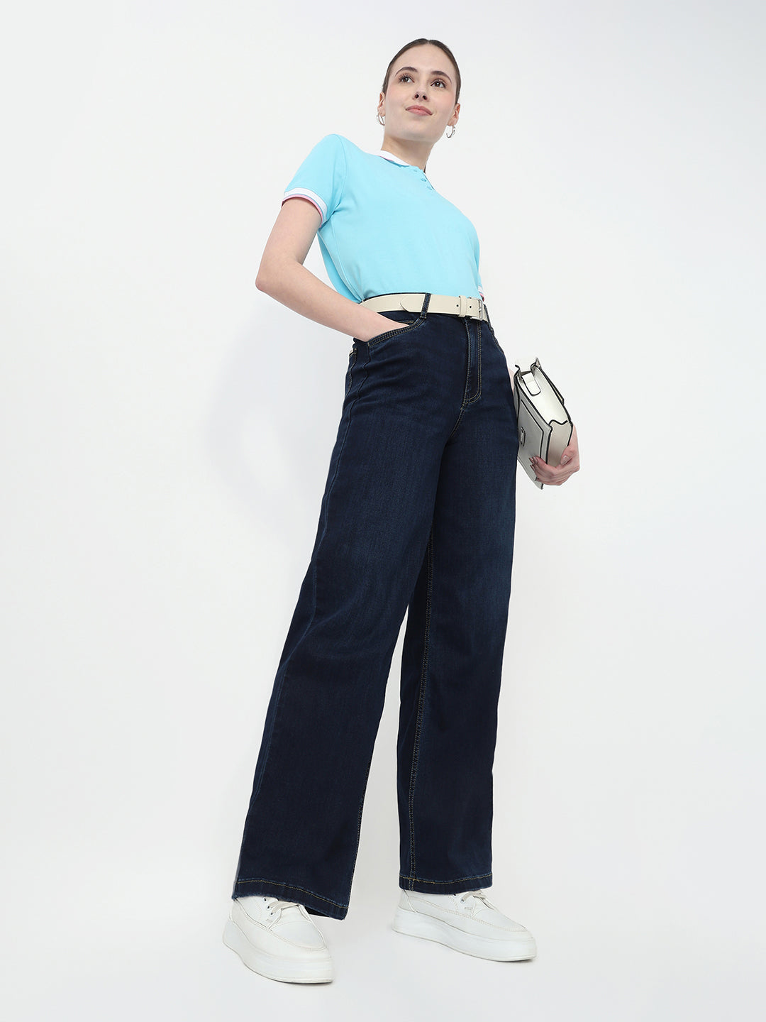 Dark Blue High-Rise Wide Leg Jeans