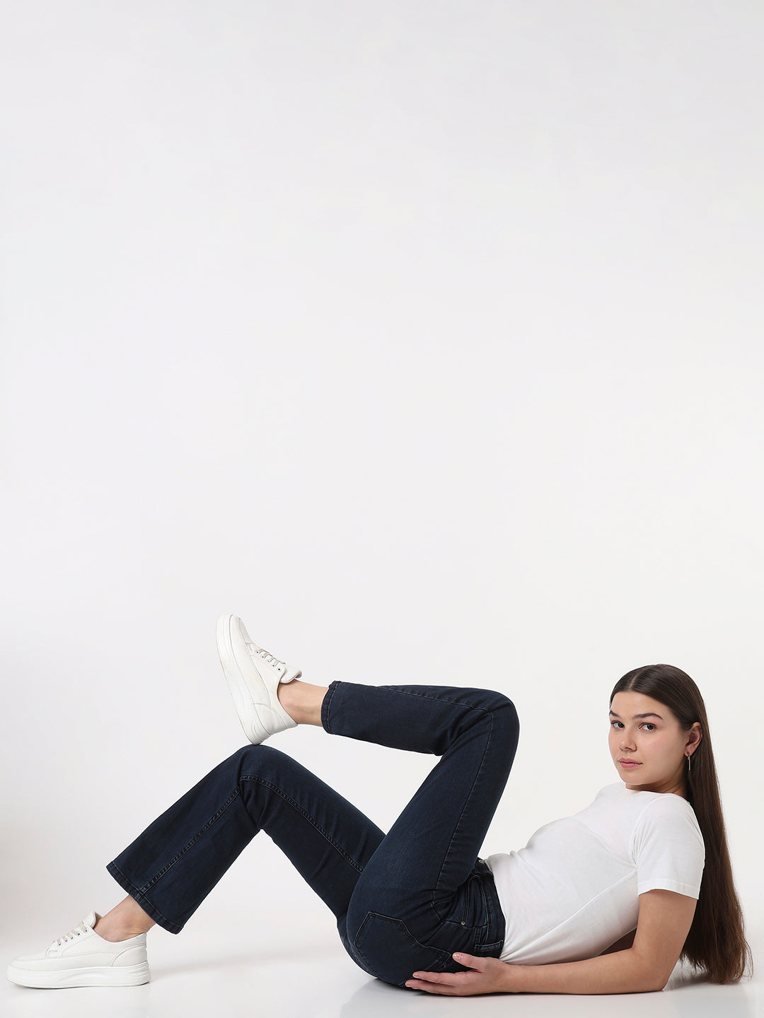 Slate Blue High-Rise Mini Flare Jeans