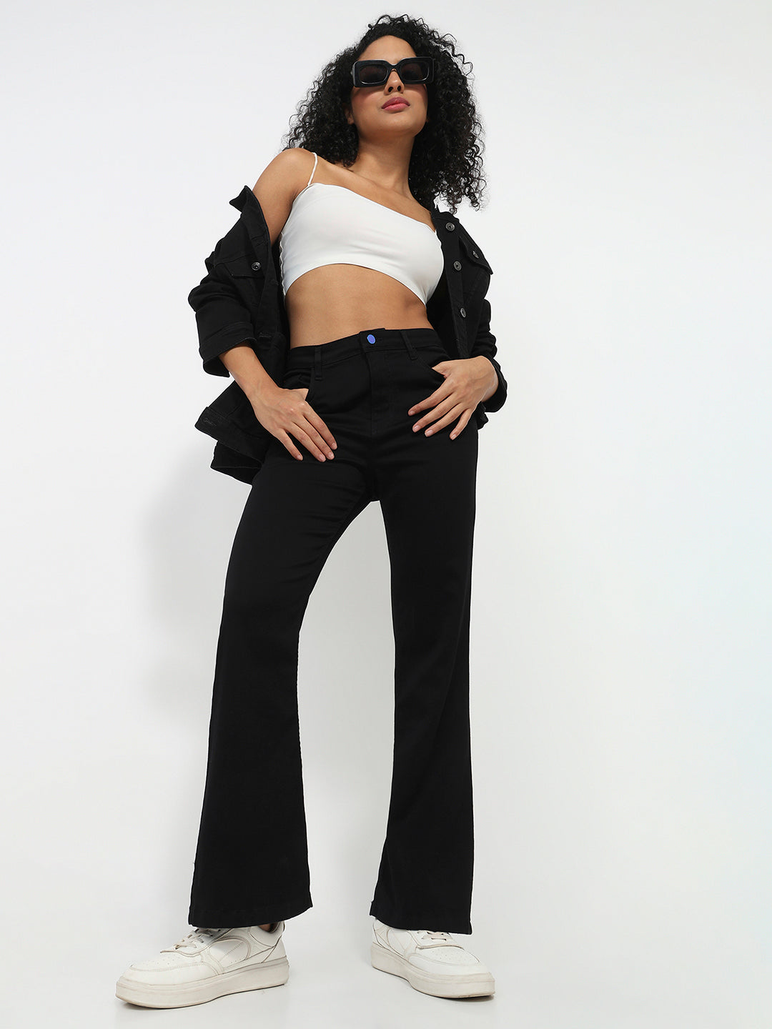 Women Black High-Rise Flare Jeans