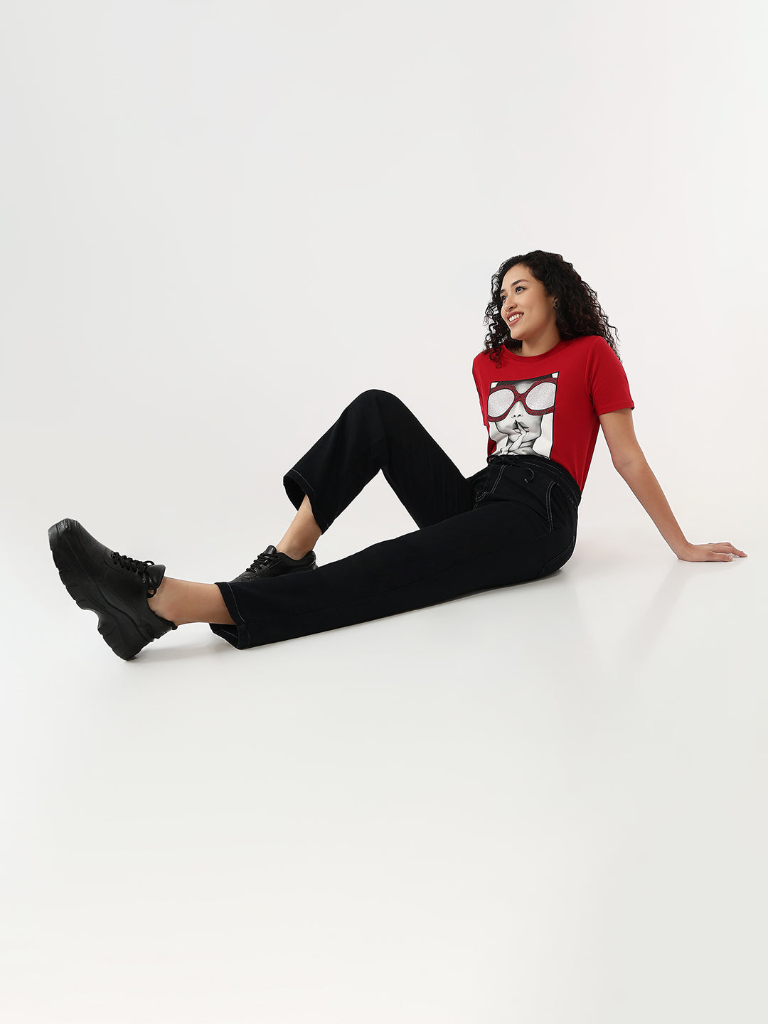 Women Black High-Rise Joggers
