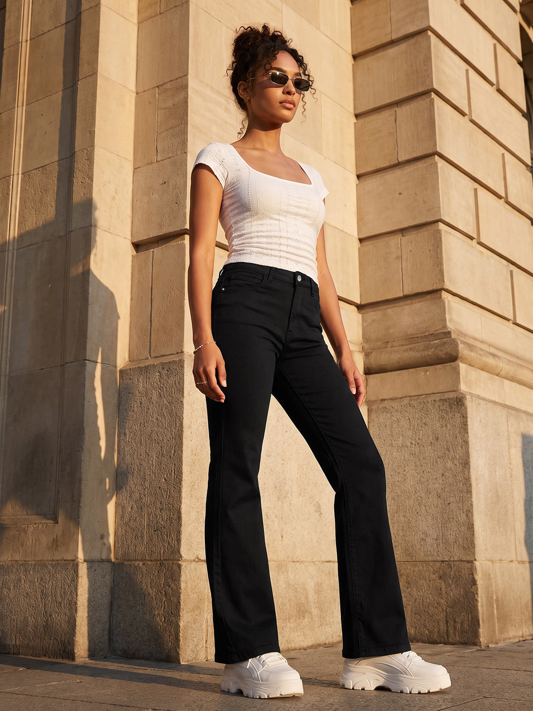 Black High-Rise Super Wide Leg Jeans