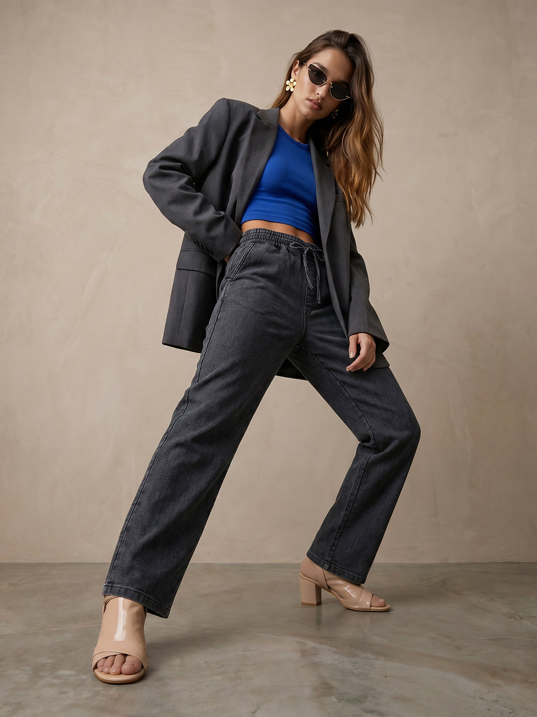 Women Dark Blue Mid-Rise Jogger