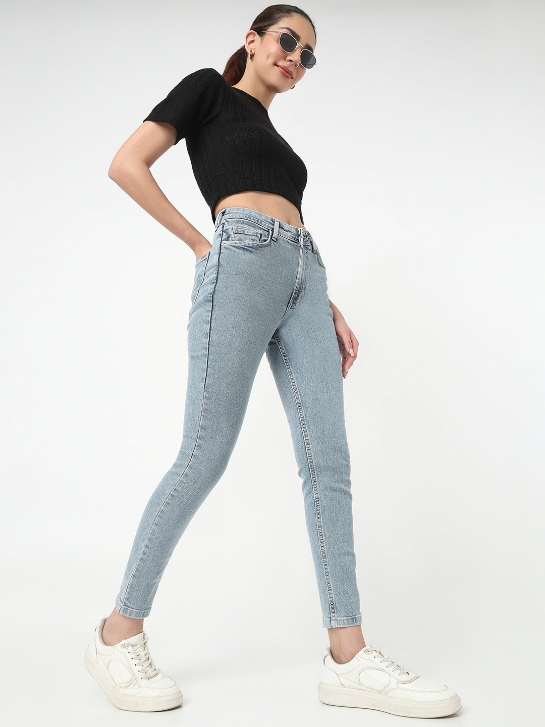 Women Light Blue High-Rise Skinny Jeans