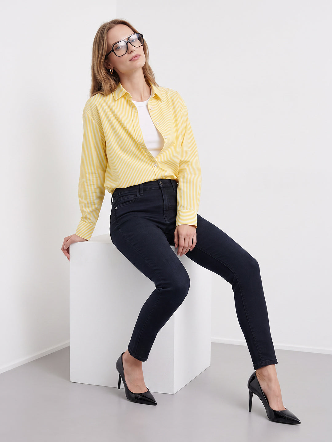 Women Dark Blue High-Rise Skinny Jeans