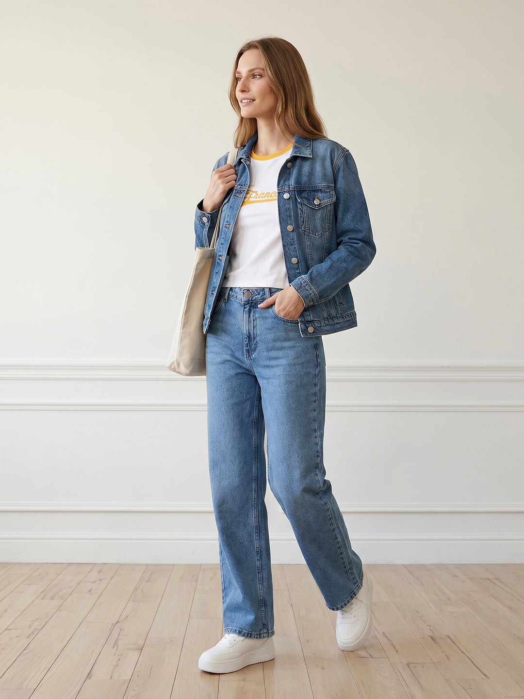 Women Blue High-Rise Wide Leg Jeans