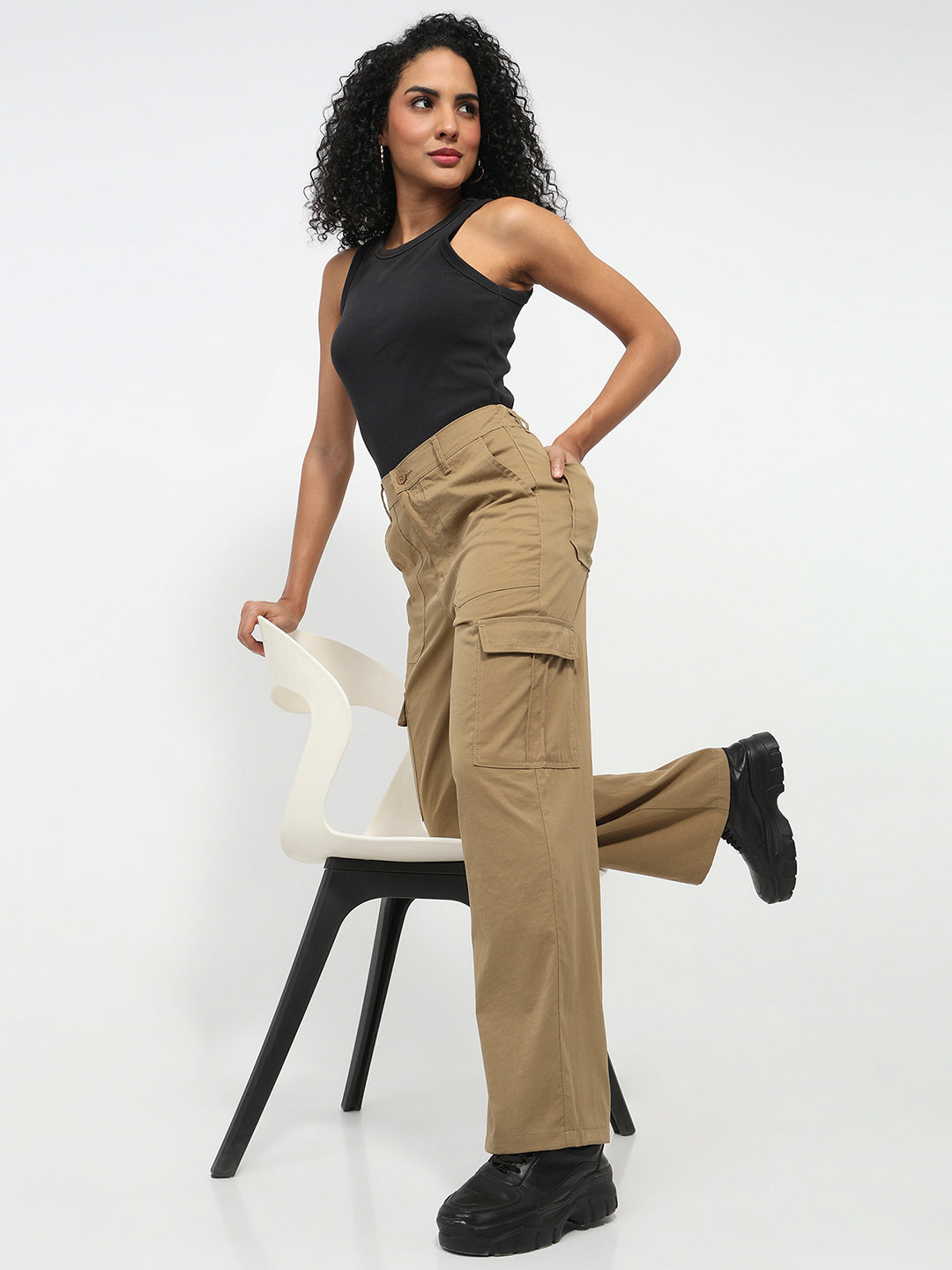 Women Sand Mid-Rise Cargo
