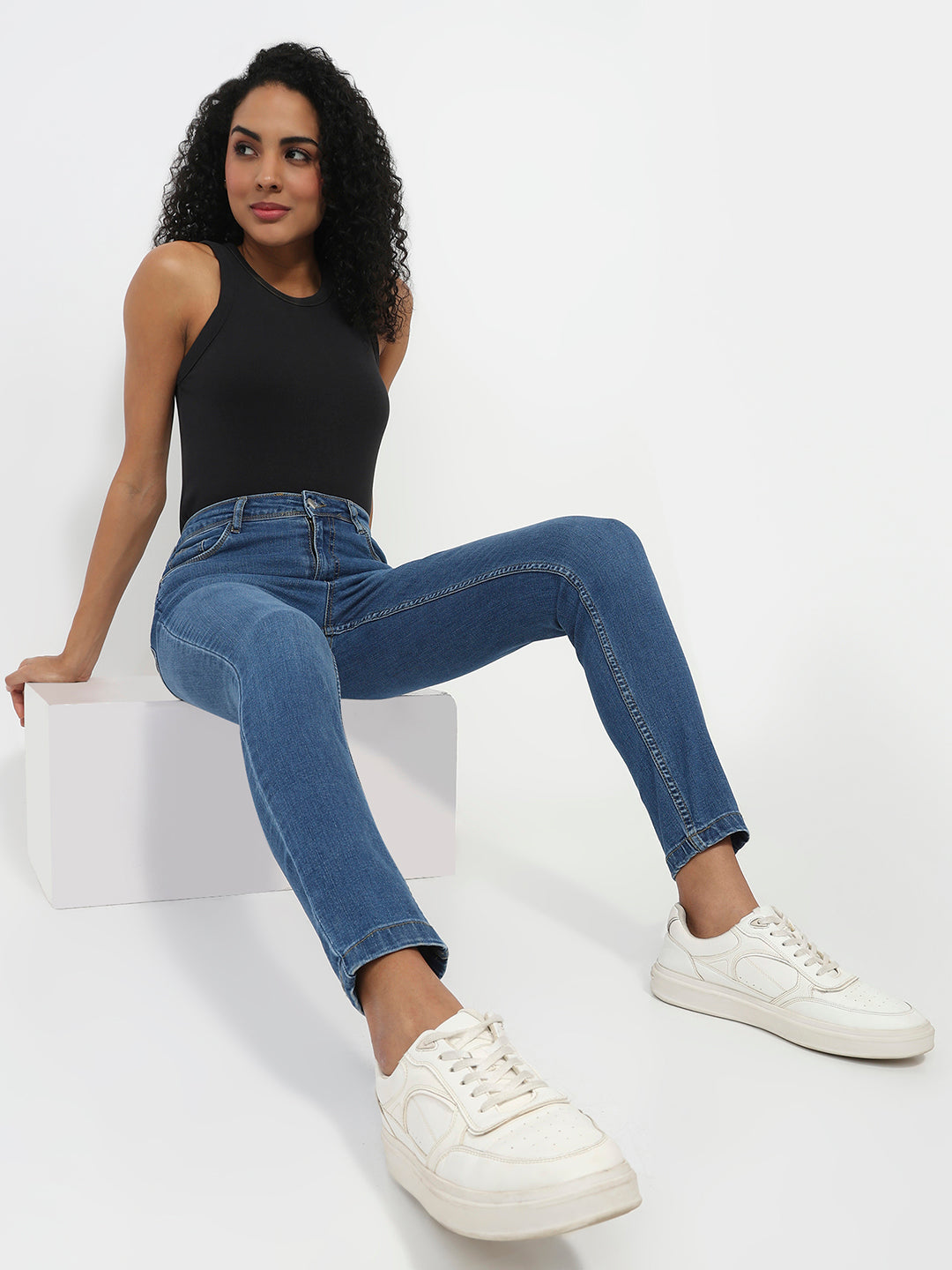 Women Blue High-Rise Skinny Jeans
