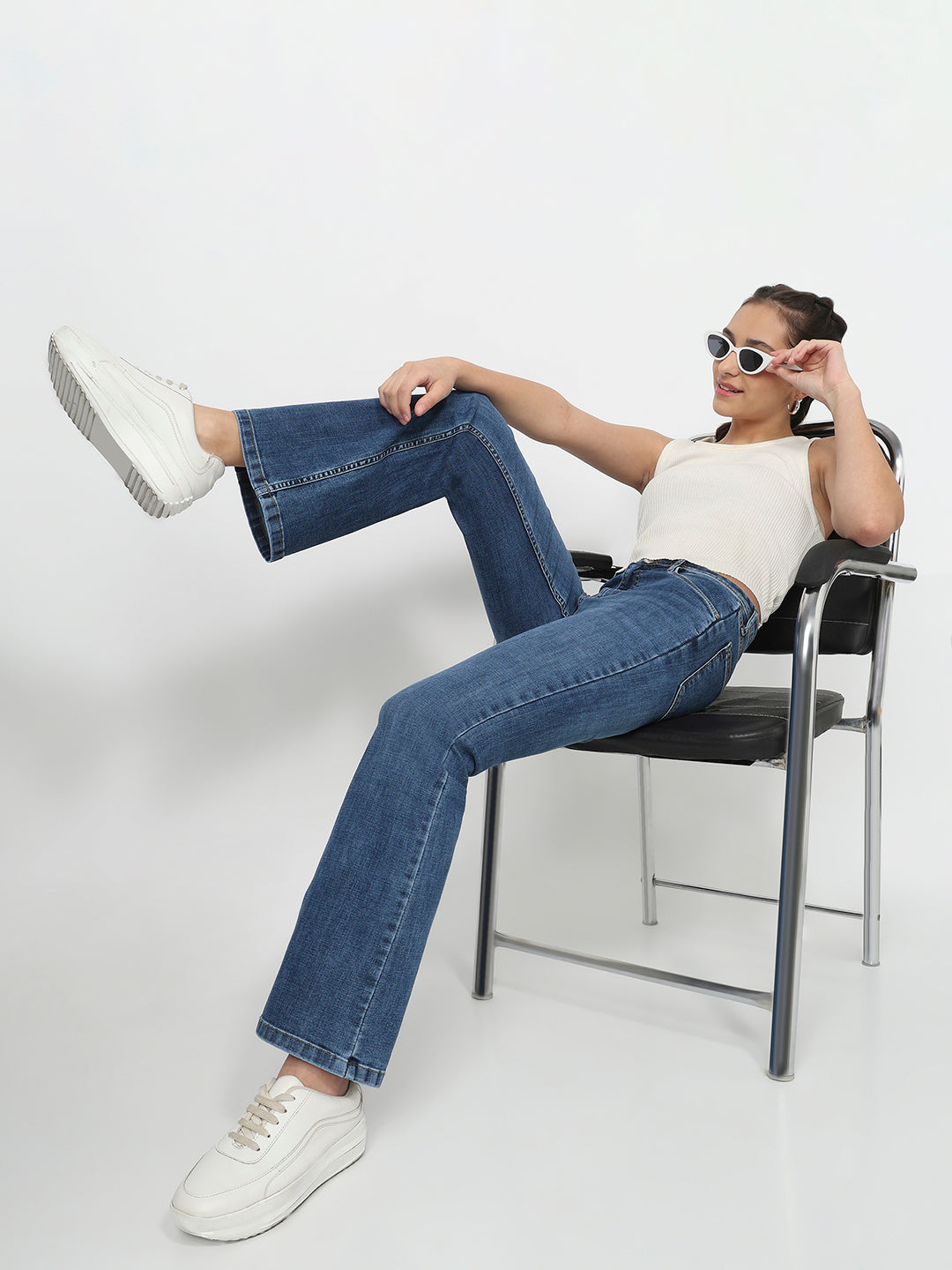Women Blue High-Rise Flare Jeans