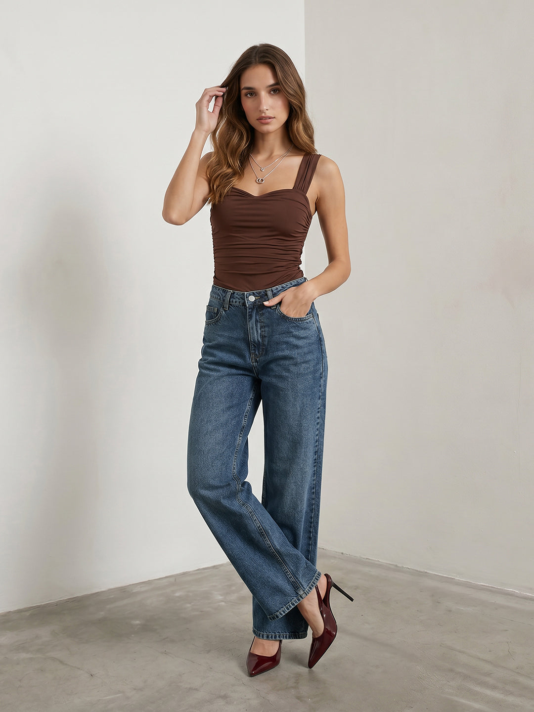 Women Blue High-Rise Wide Leg Jeans