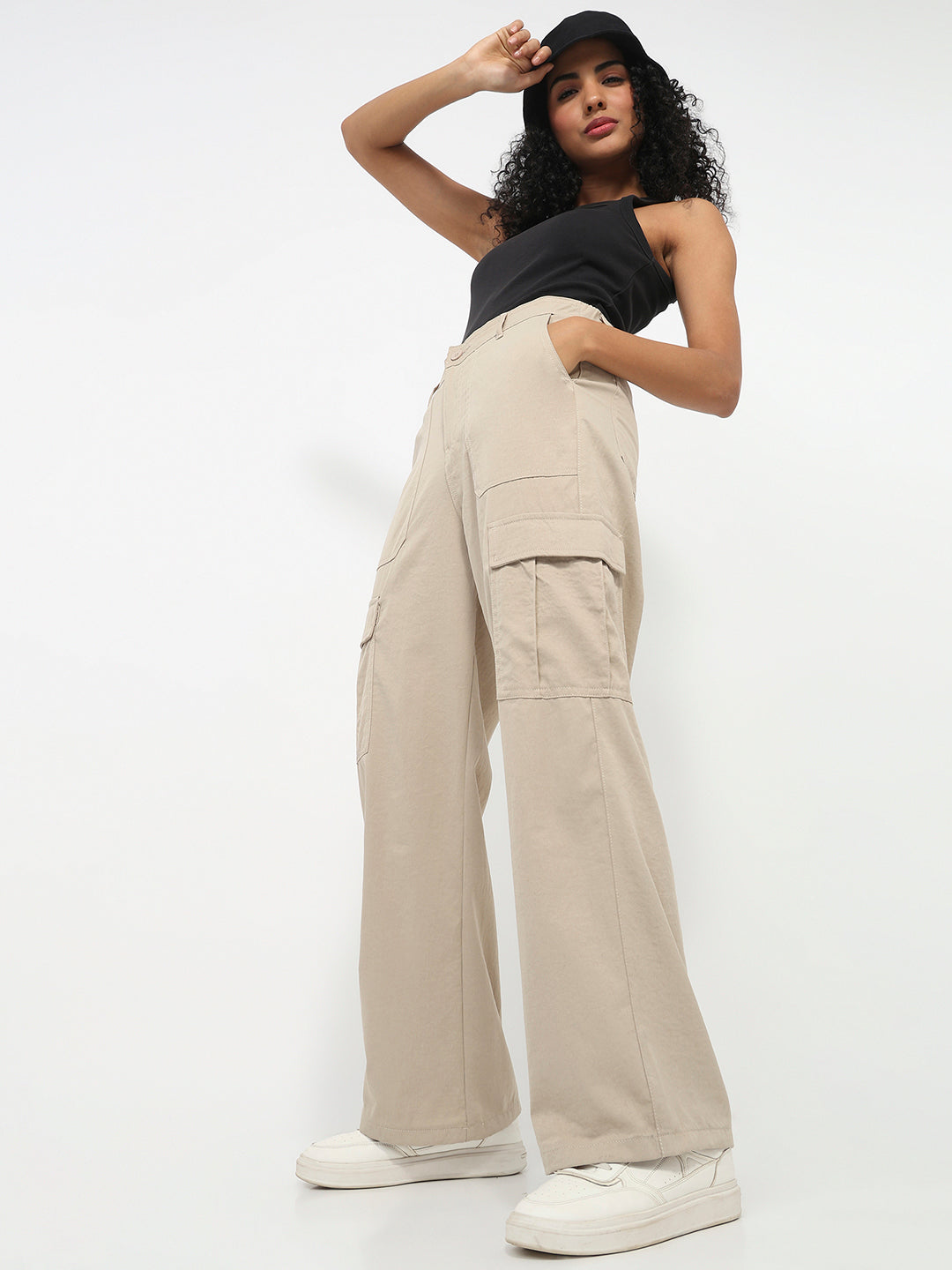 Women Beige Mid-Rise Cargo