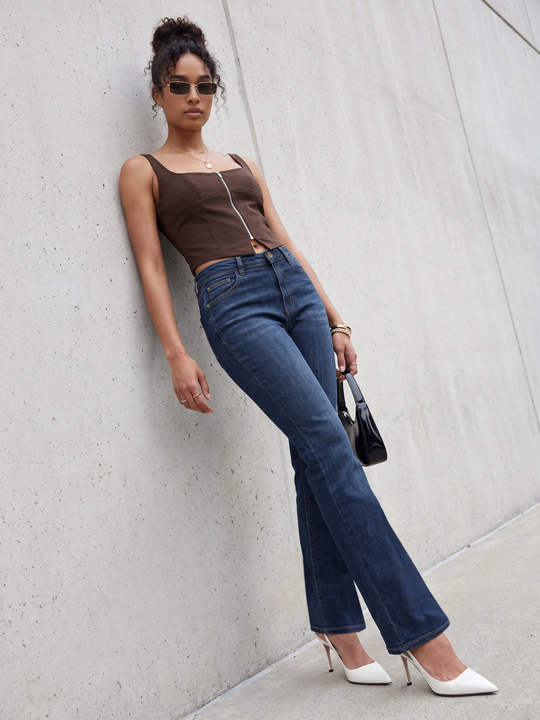 Blue High-Rise Flare Jeans