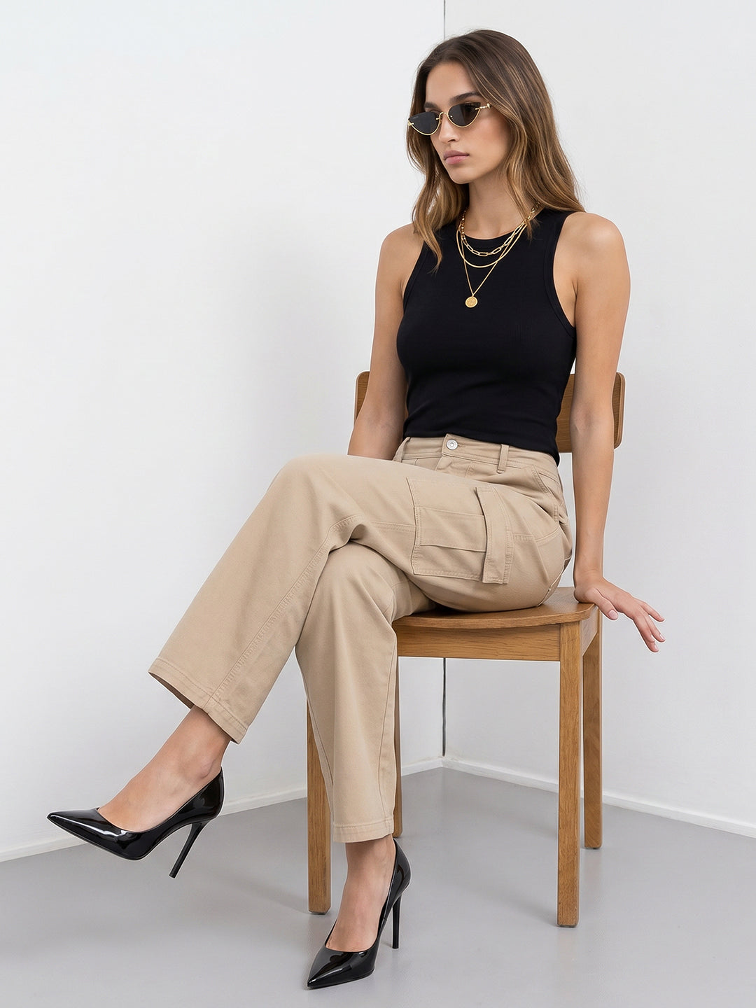 Women Beige Mid-Rise Cargo