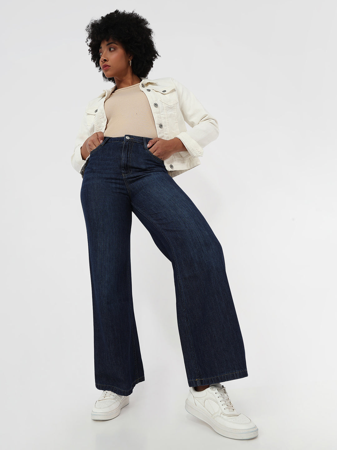 Blue High-Rise Super Wide Leg Jeans