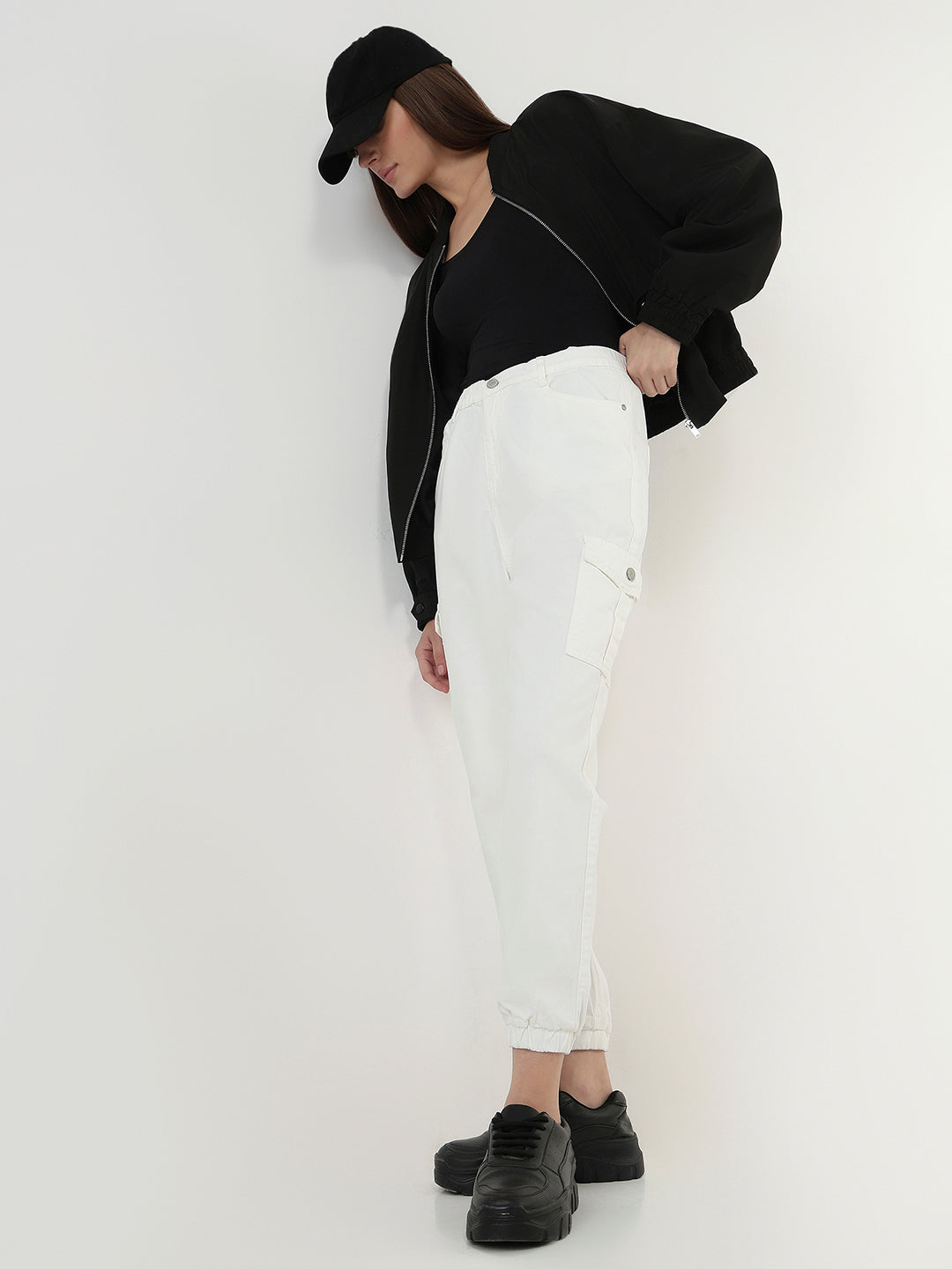 Women White Mid-Rise Skinny Cargo