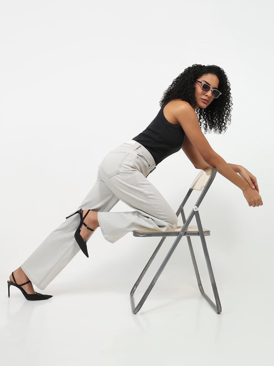 Women White High-Rise Wide Leg Jeans