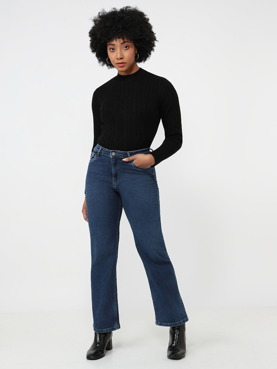 Women Blue High-Rise Straight Fit Jeans