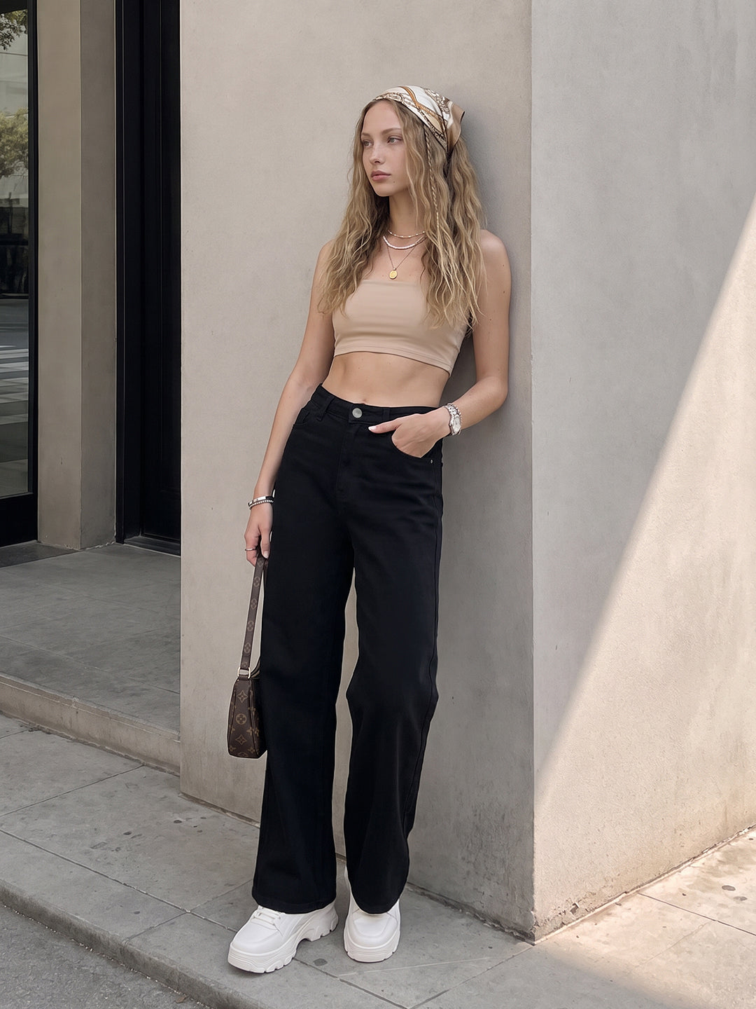 Black High-Rise Super Wide Leg Jeans