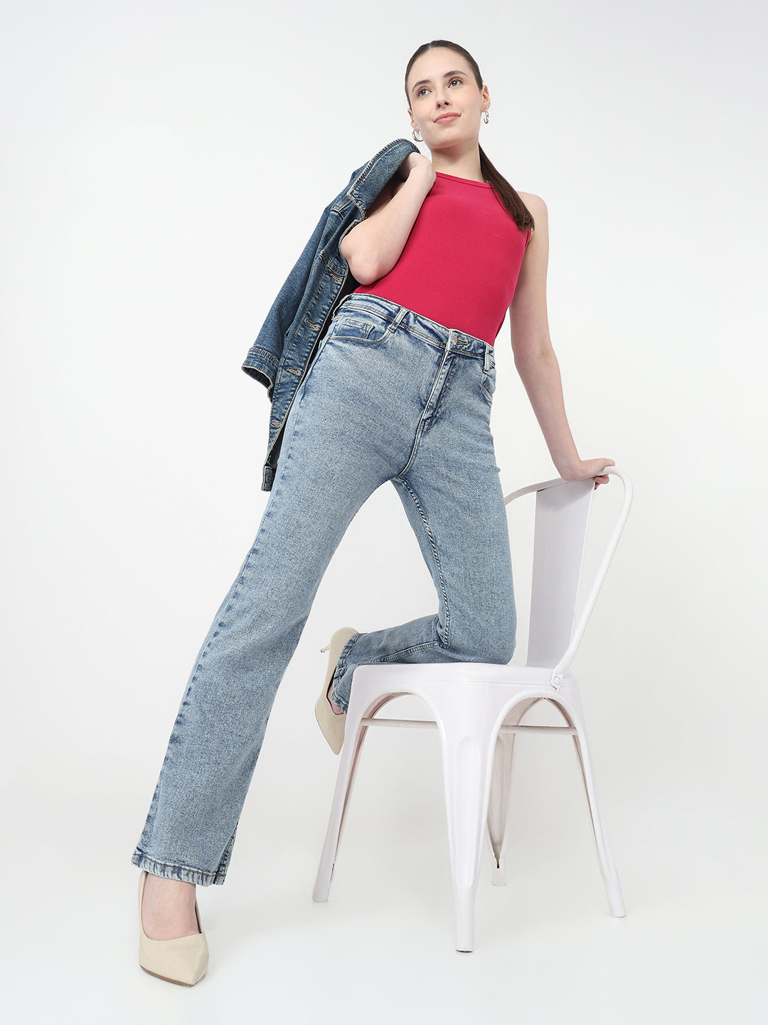 Light Blue High-Rise Flare Jeans
